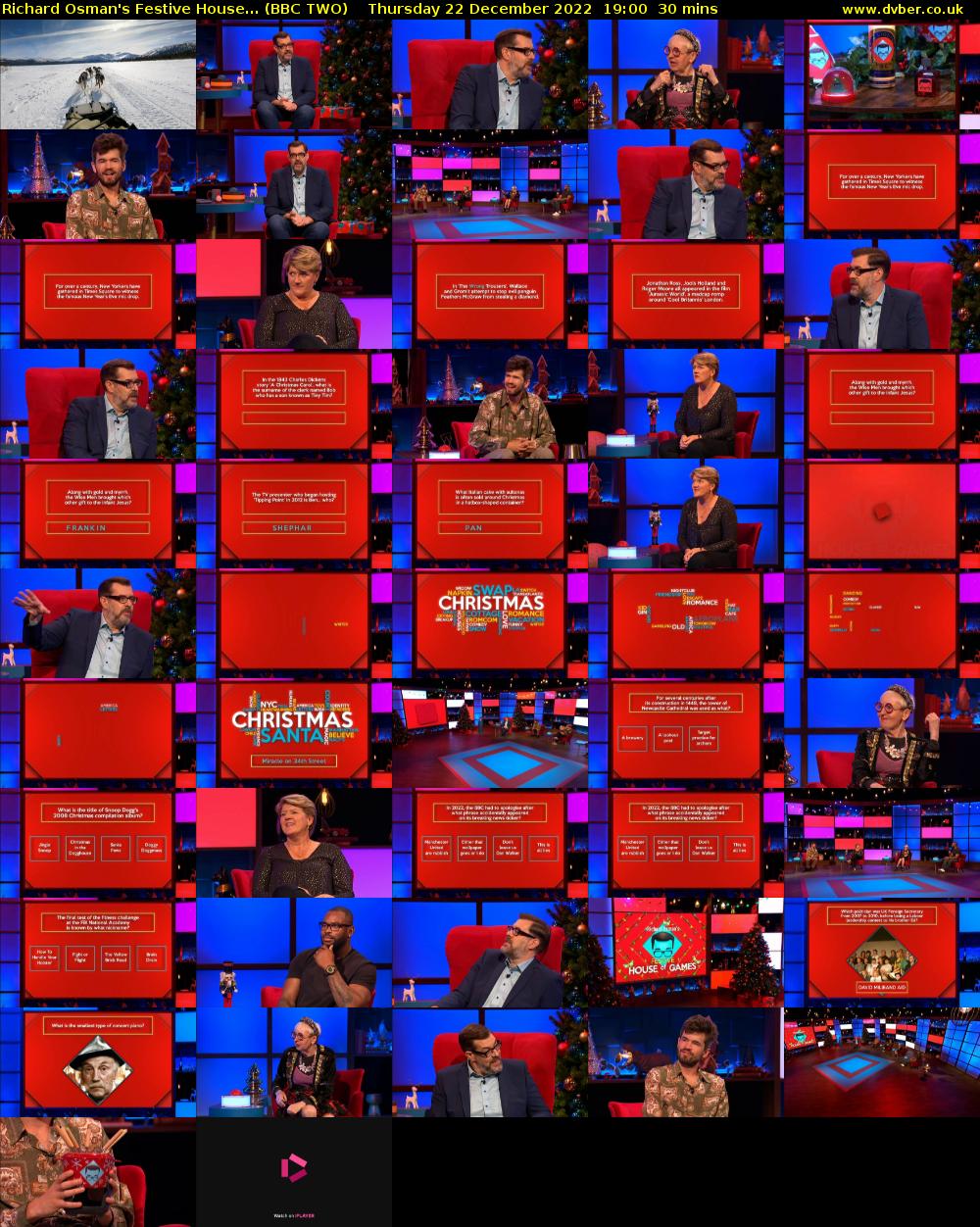 Richard Osman's Festive House... (BBC TWO) Thursday 22 December 2022 19:00 - 19:30