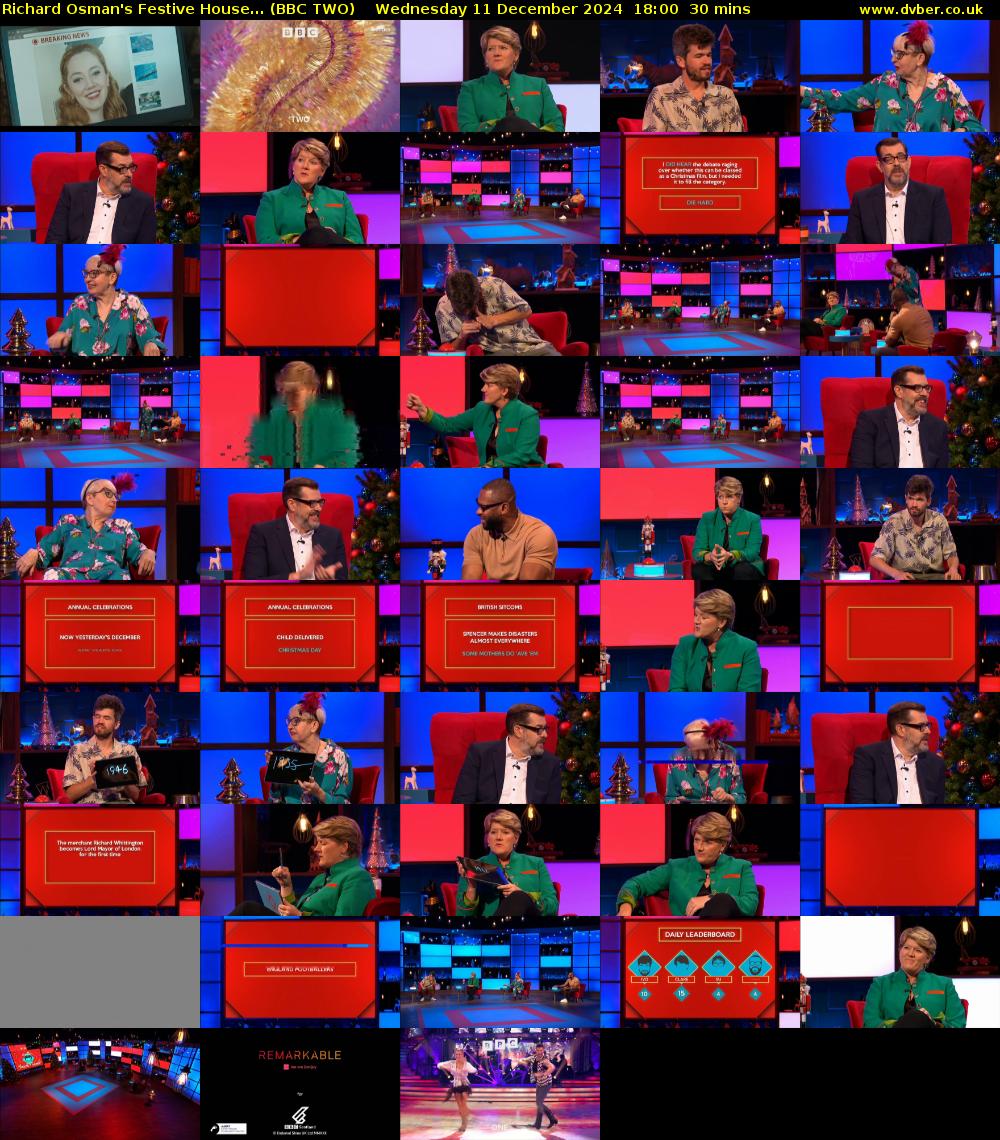 Richard Osman's Festive House... (BBC TWO) Wednesday 11 December 2024 18:00 - 18:30