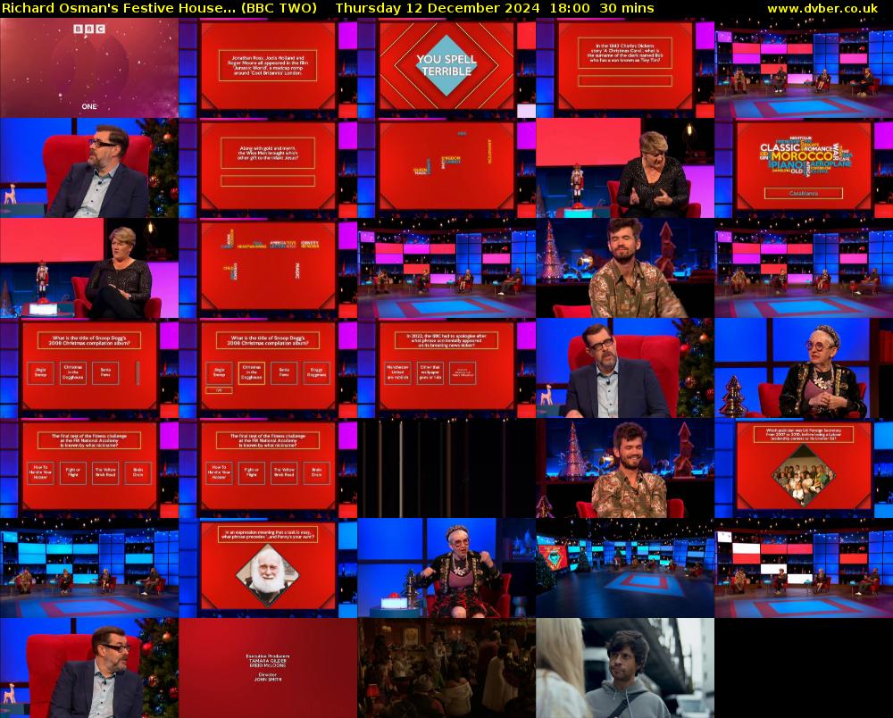 Richard Osman's Festive House... (BBC TWO) Thursday 12 December 2024 18:00 - 18:30