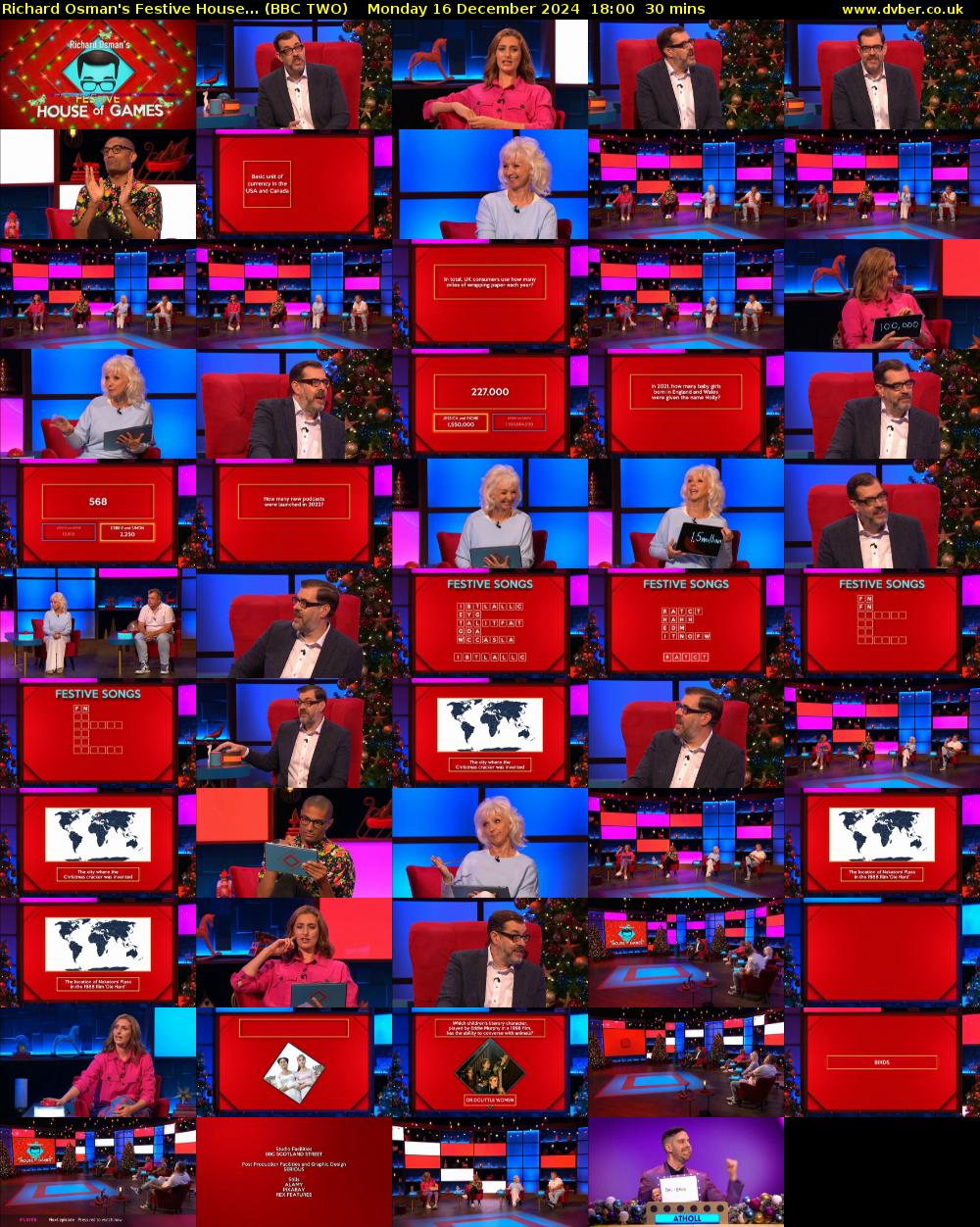 Richard Osman's Festive House... (BBC TWO) Monday 16 December 2024 18:00 - 18:30