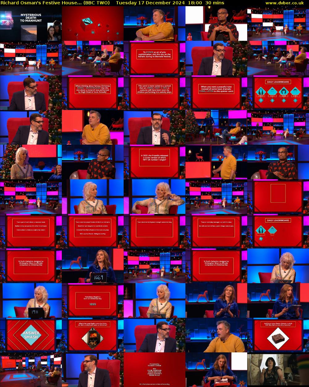 Richard Osman's Festive House... (BBC TWO) Tuesday 17 December 2024 18:00 - 18:30