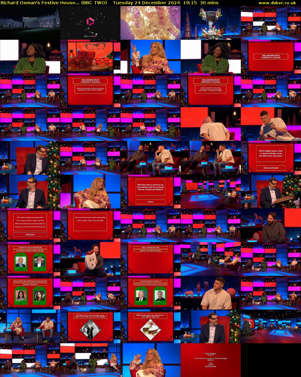 Richard Osman's Festive House... (BBC TWO) Tuesday 24 December 2024 19:15 - 19:45