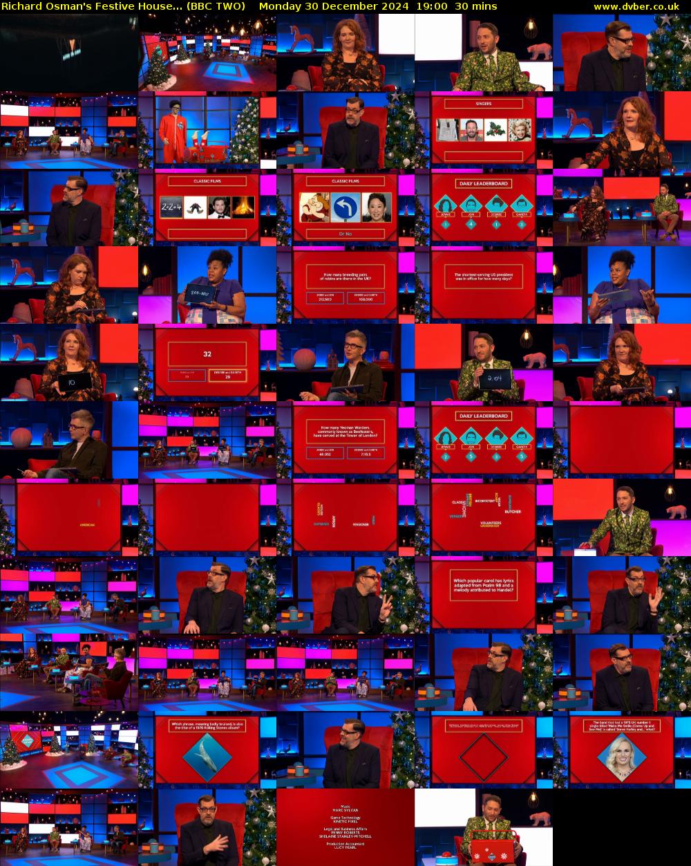 Richard Osman's Festive House... (BBC TWO) Monday 30 December 2024 19:00 - 19:30