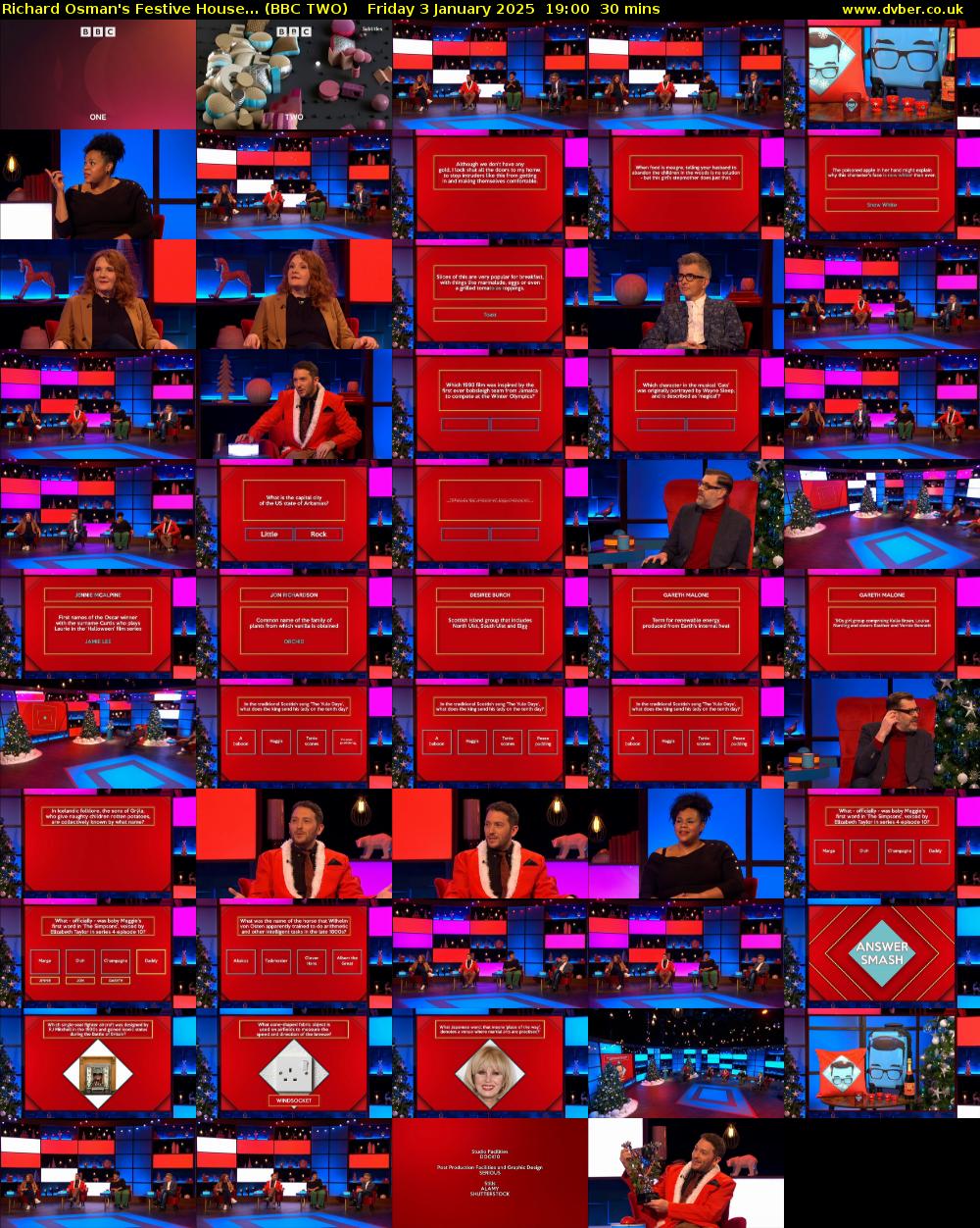 Richard Osman's Festive House... (BBC TWO) Friday 3 January 2025 19:00 - 19:30