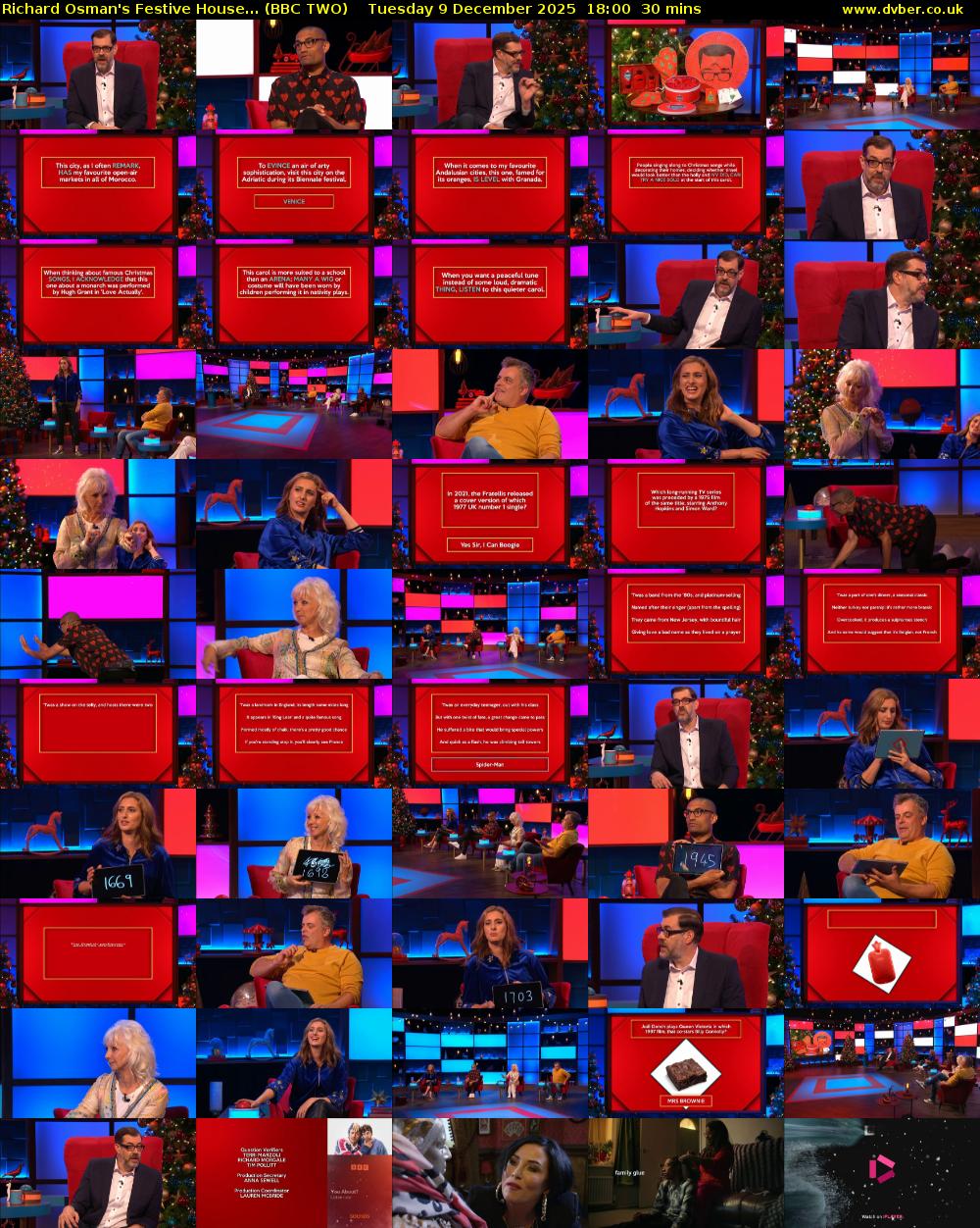 Richard Osman's Festive House... (BBC TWO) Tuesday 9 December 2025 18:00 - 18:30