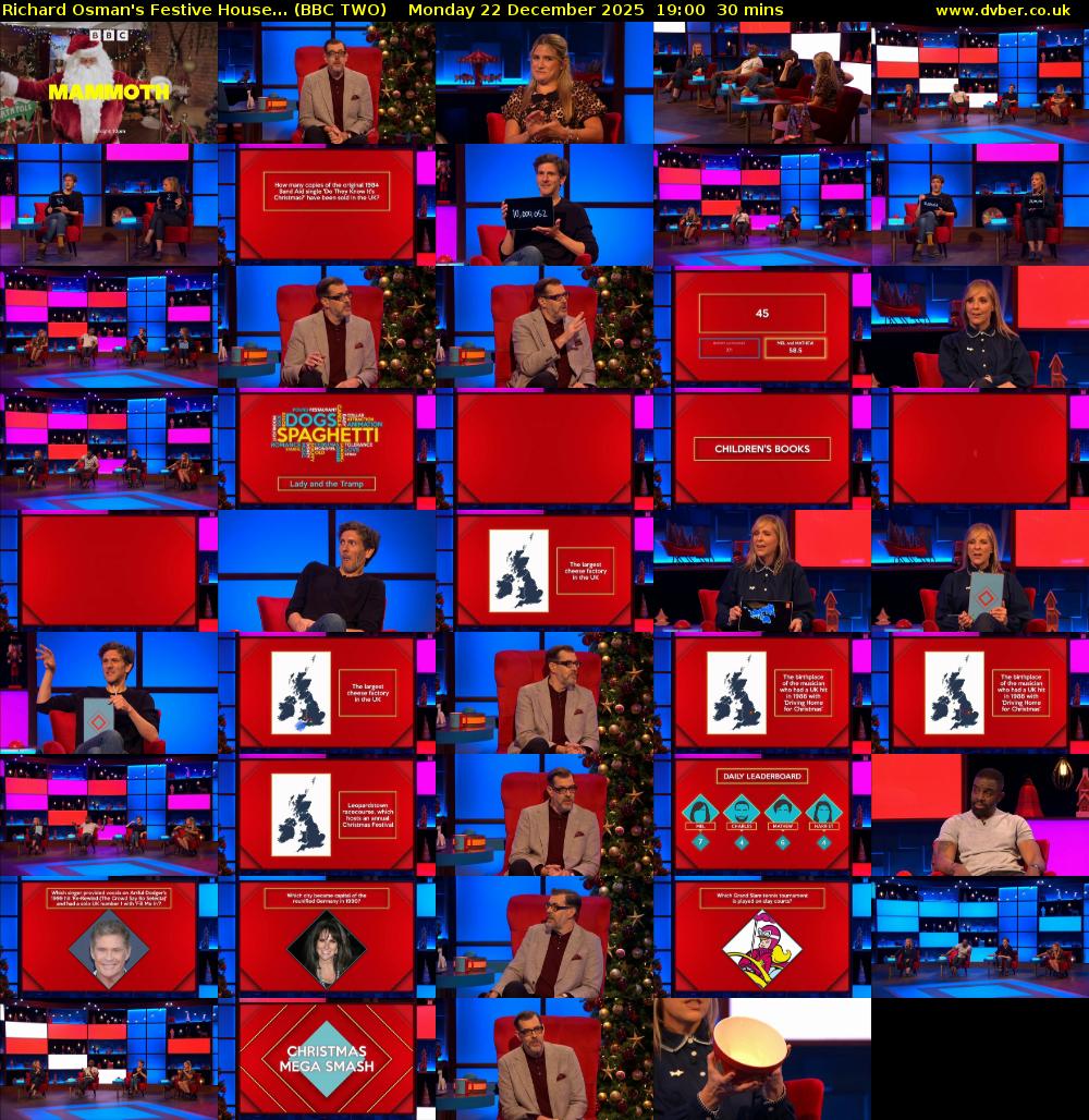 Richard Osman's Festive House... (BBC TWO) Monday 22 December 2025 19:00 - 19:30
