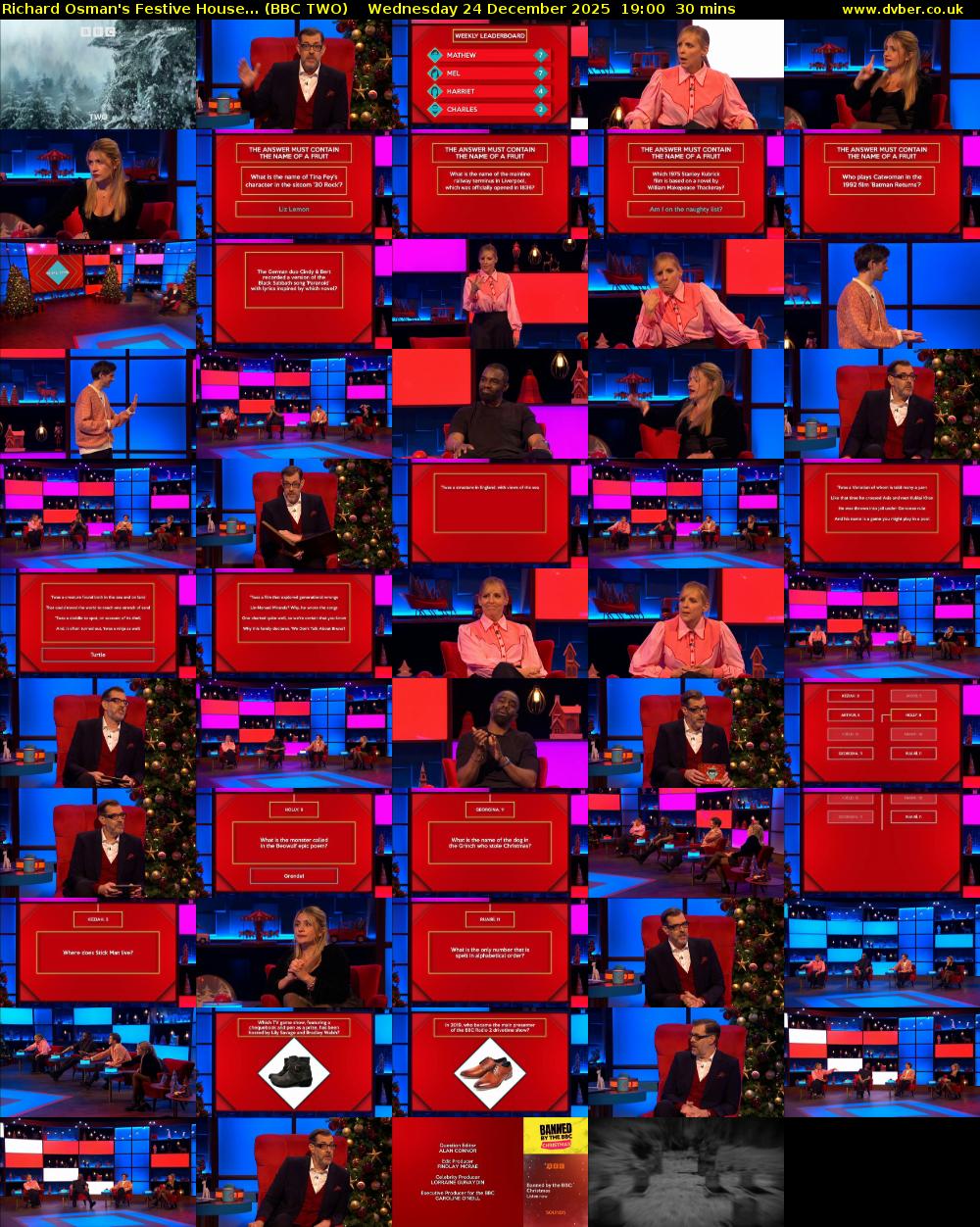 Richard Osman's Festive House... (BBC TWO) Wednesday 24 December 2025 19:00 - 19:30