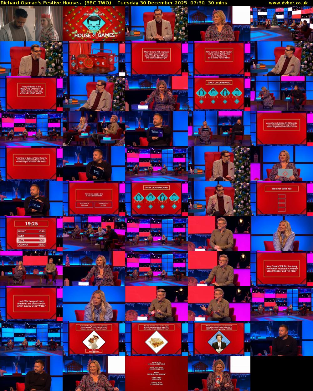 Richard Osman's Festive House... (BBC TWO) Tuesday 30 December 2025 07:30 - 08:00