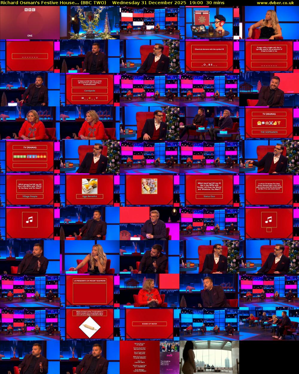 Richard Osman's Festive House... (BBC TWO) Wednesday 31 December 2025 19:00 - 19:30