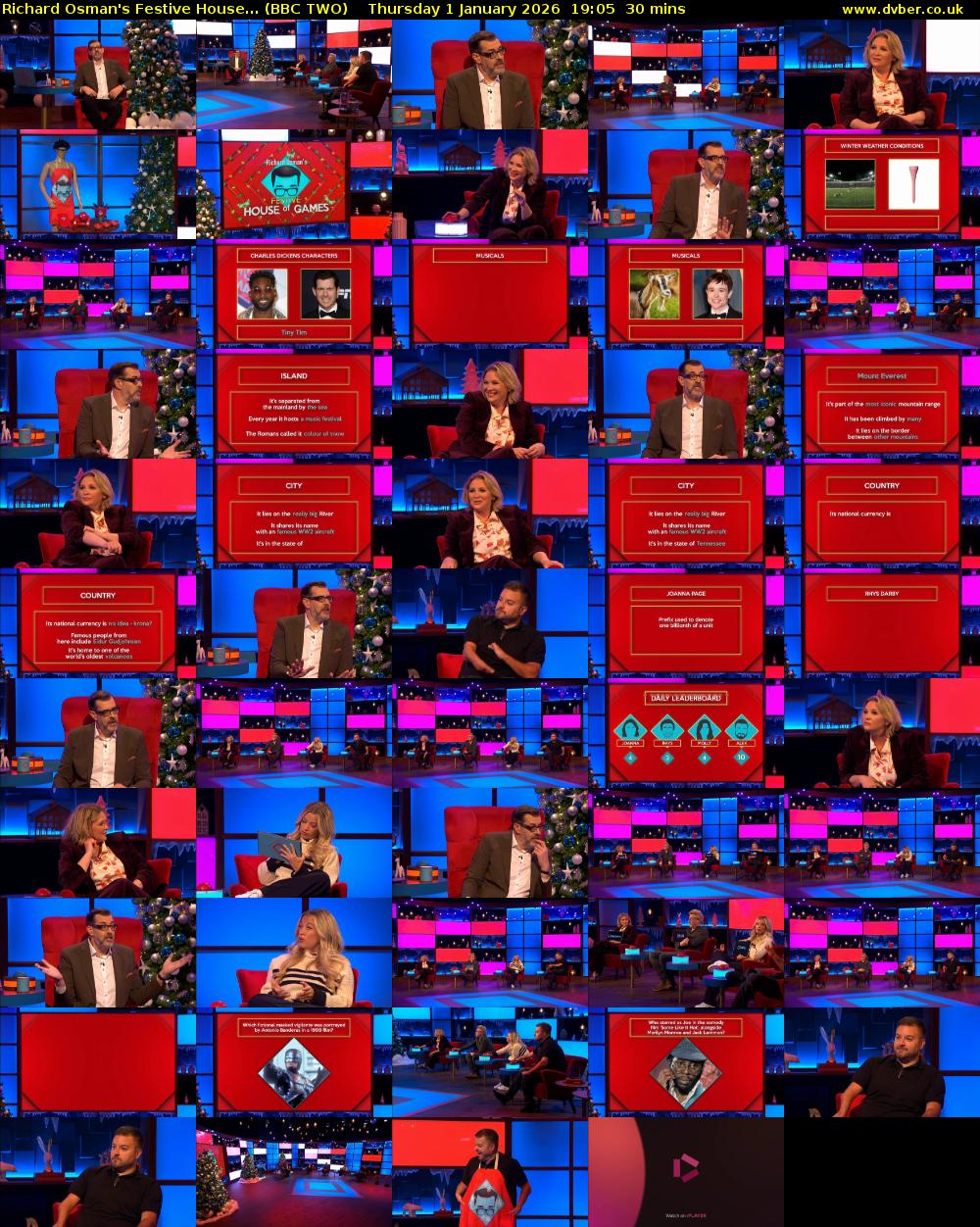 Richard Osman's Festive House... (BBC TWO) Thursday 1 January 2026 19:05 - 19:35