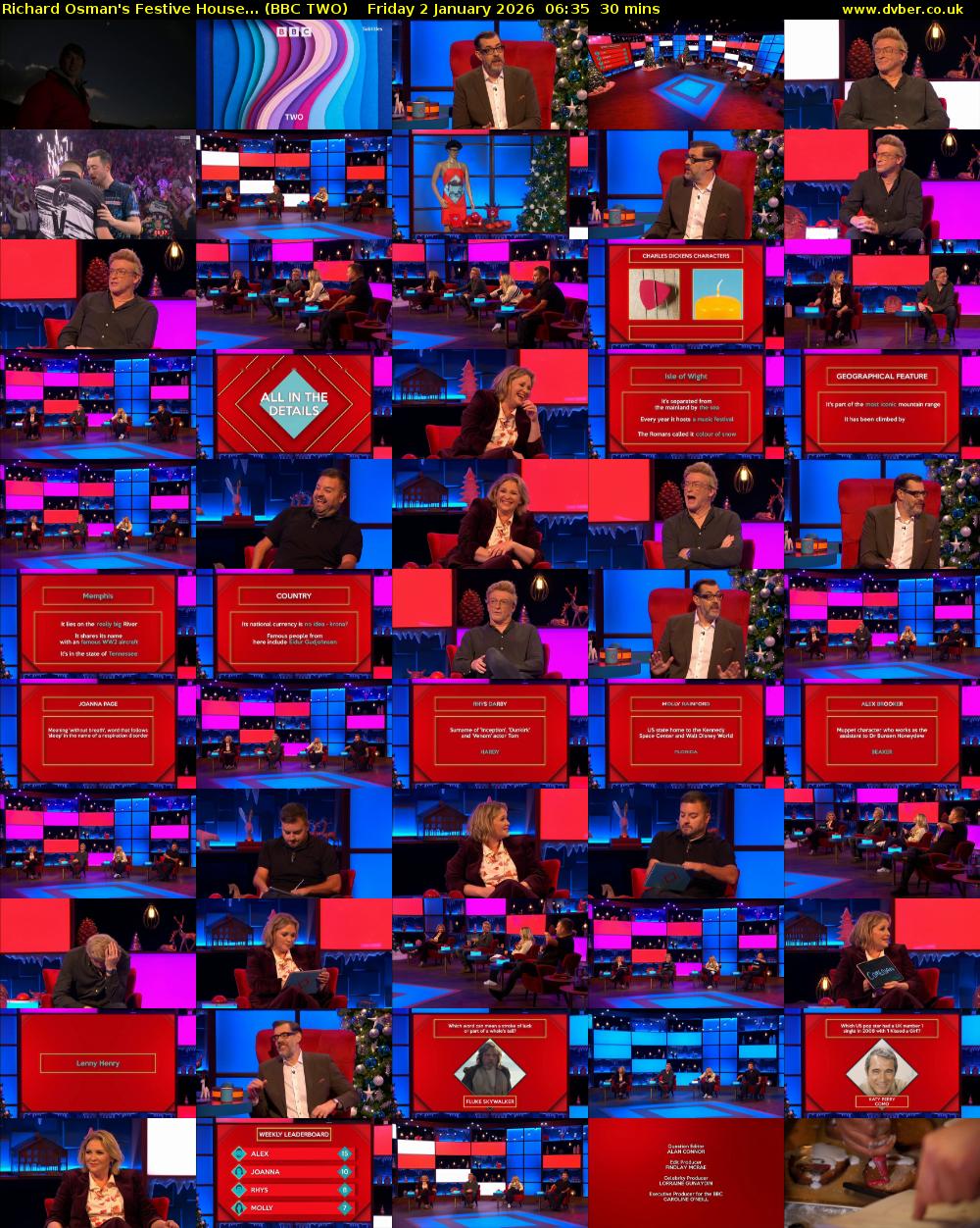 Richard Osman's Festive House... (BBC TWO) Friday 2 January 2026 06:35 - 07:05