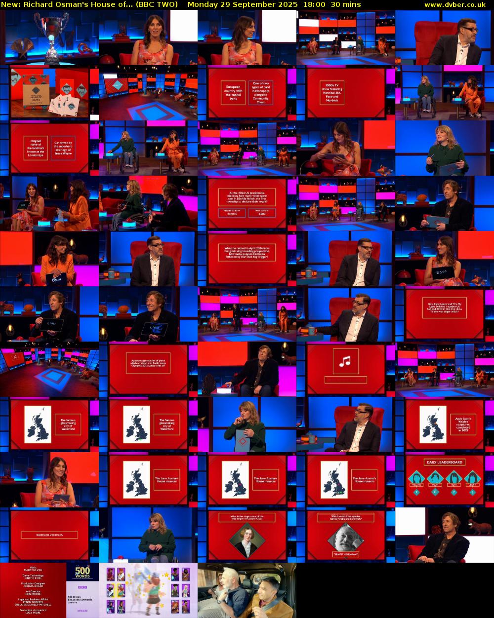 Richard Osman's House of... (BBC TWO) Monday 29 September 2025 18:00 - 18:30