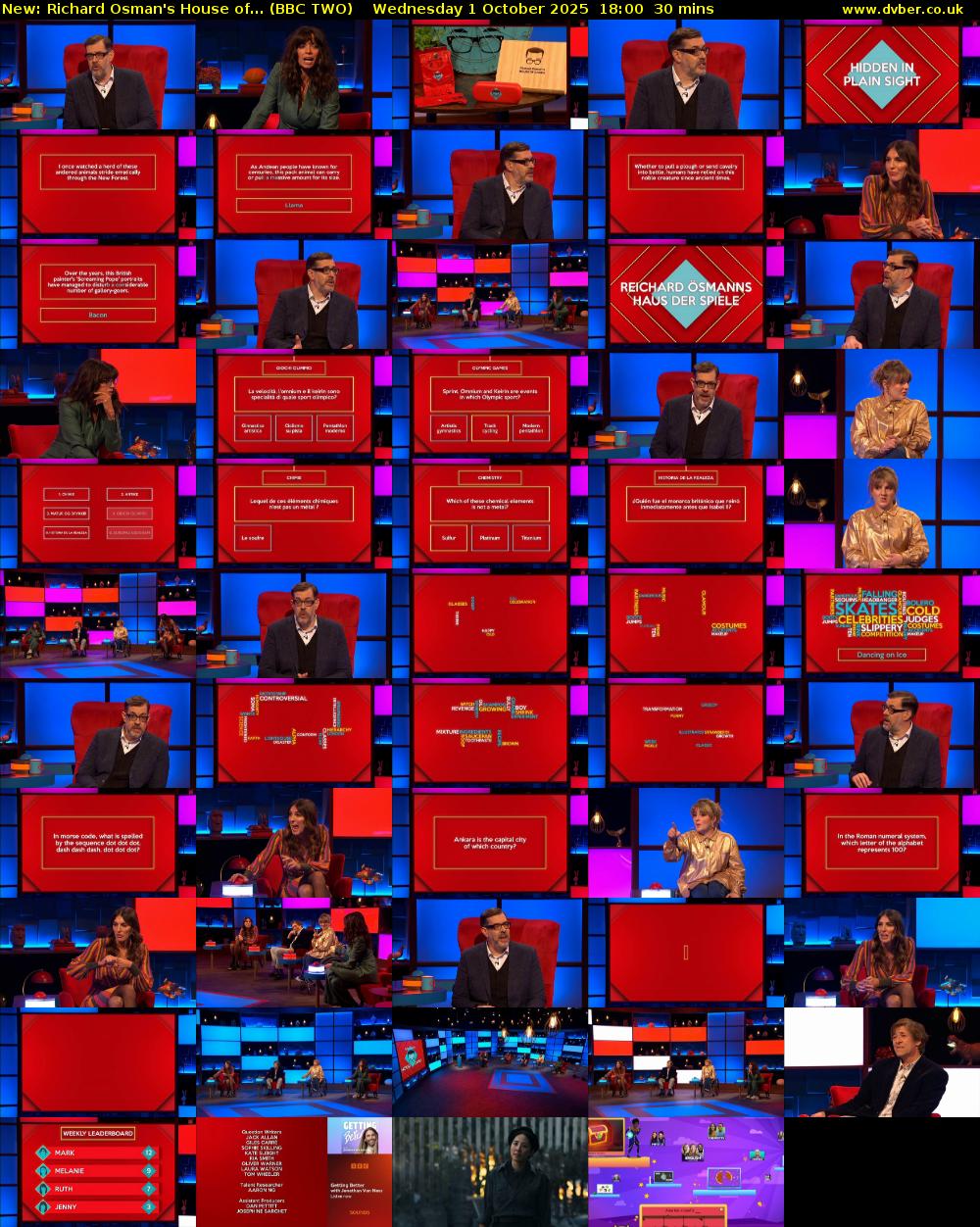 Richard Osman's House of... (BBC TWO) Wednesday 1 October 2025 18:00 - 18:30