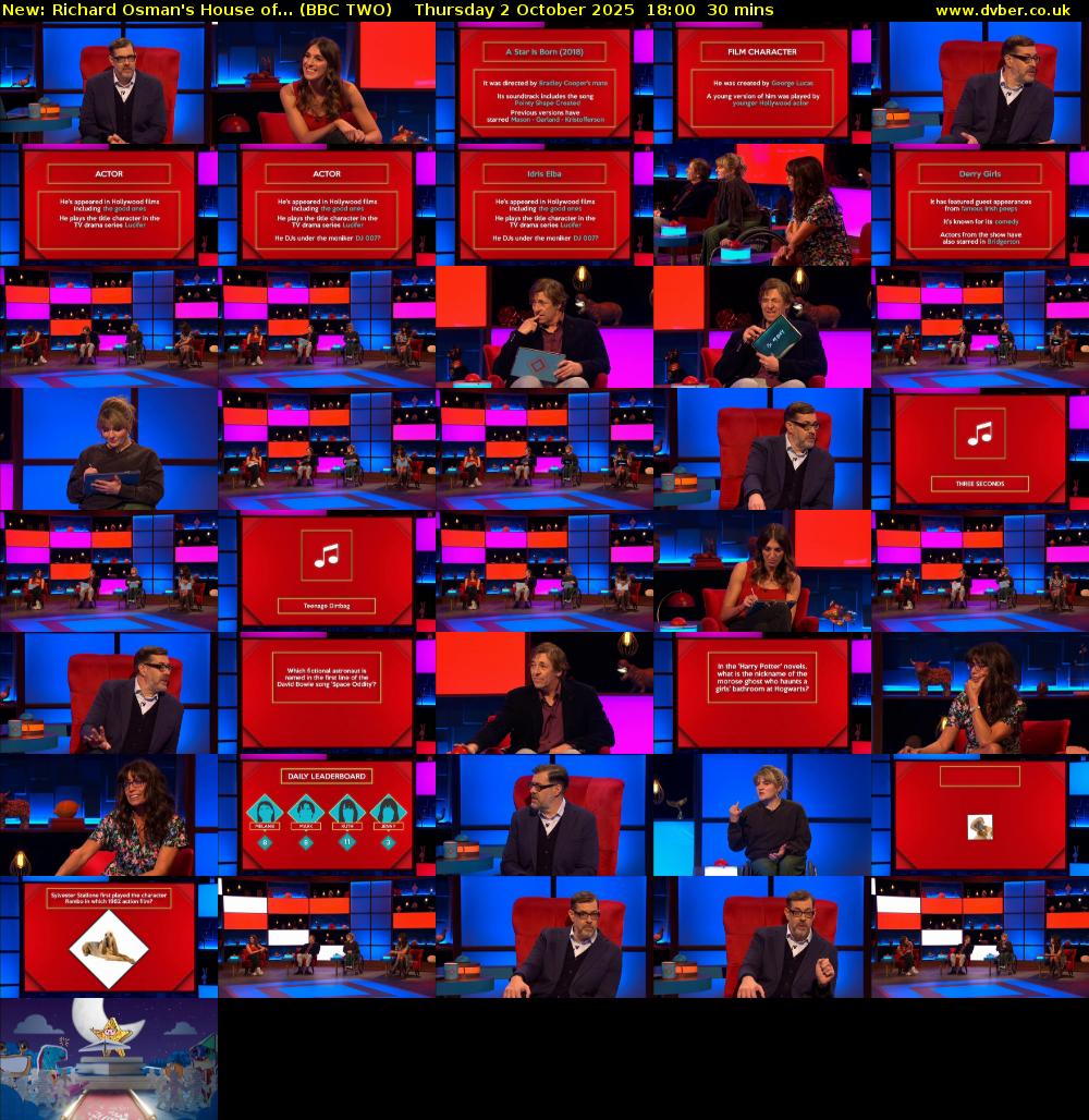 Richard Osman's House of... (BBC TWO) Thursday 2 October 2025 18:00 - 18:30