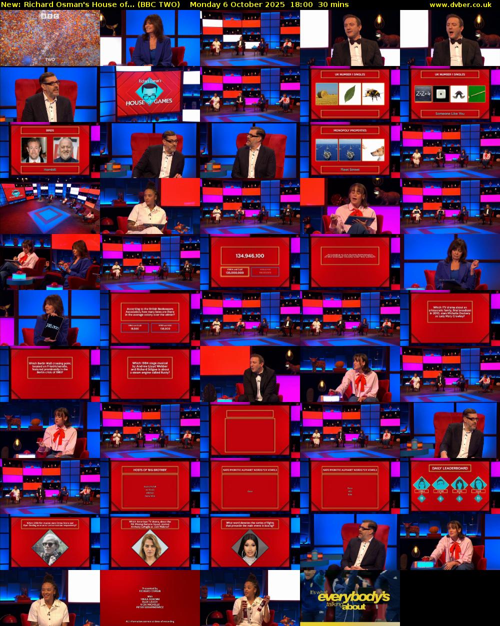 Richard Osman's House of... (BBC TWO) Monday 6 October 2025 18:00 - 18:30