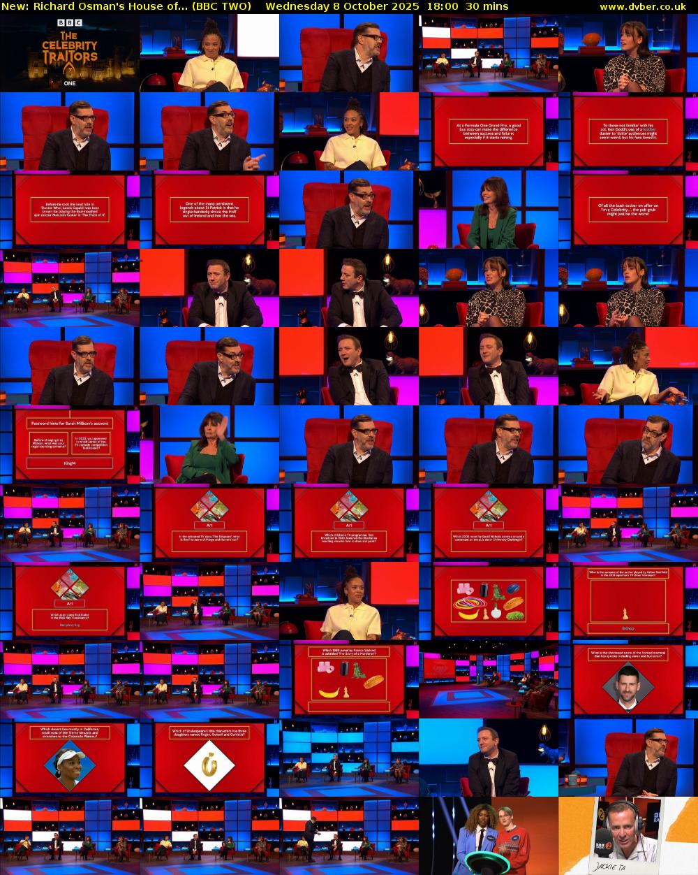 Richard Osman's House of... (BBC TWO) Wednesday 8 October 2025 18:00 - 18:30