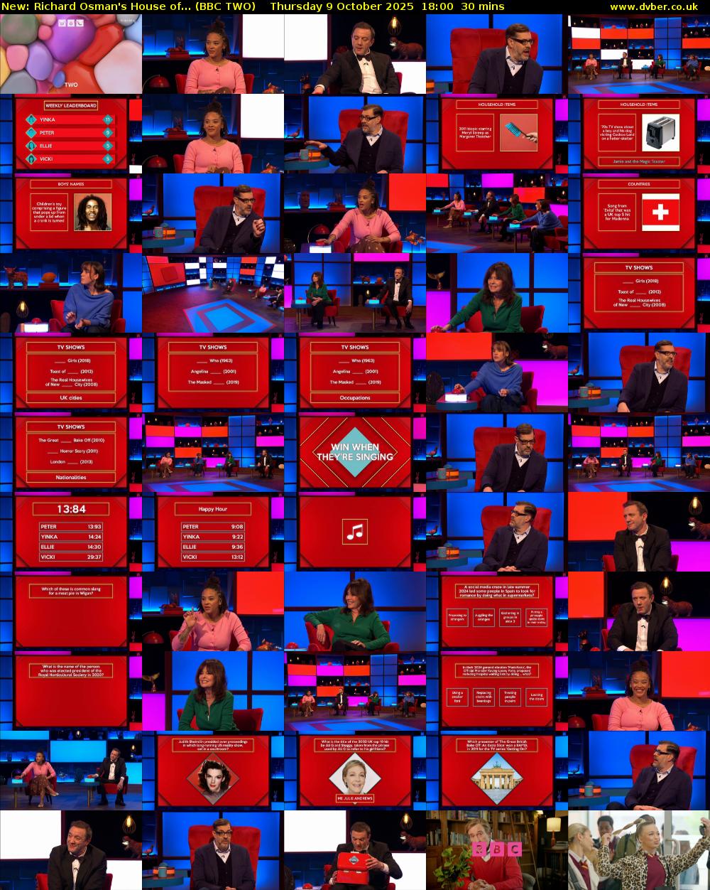 Richard Osman's House of... (BBC TWO) Thursday 9 October 2025 18:00 - 18:30