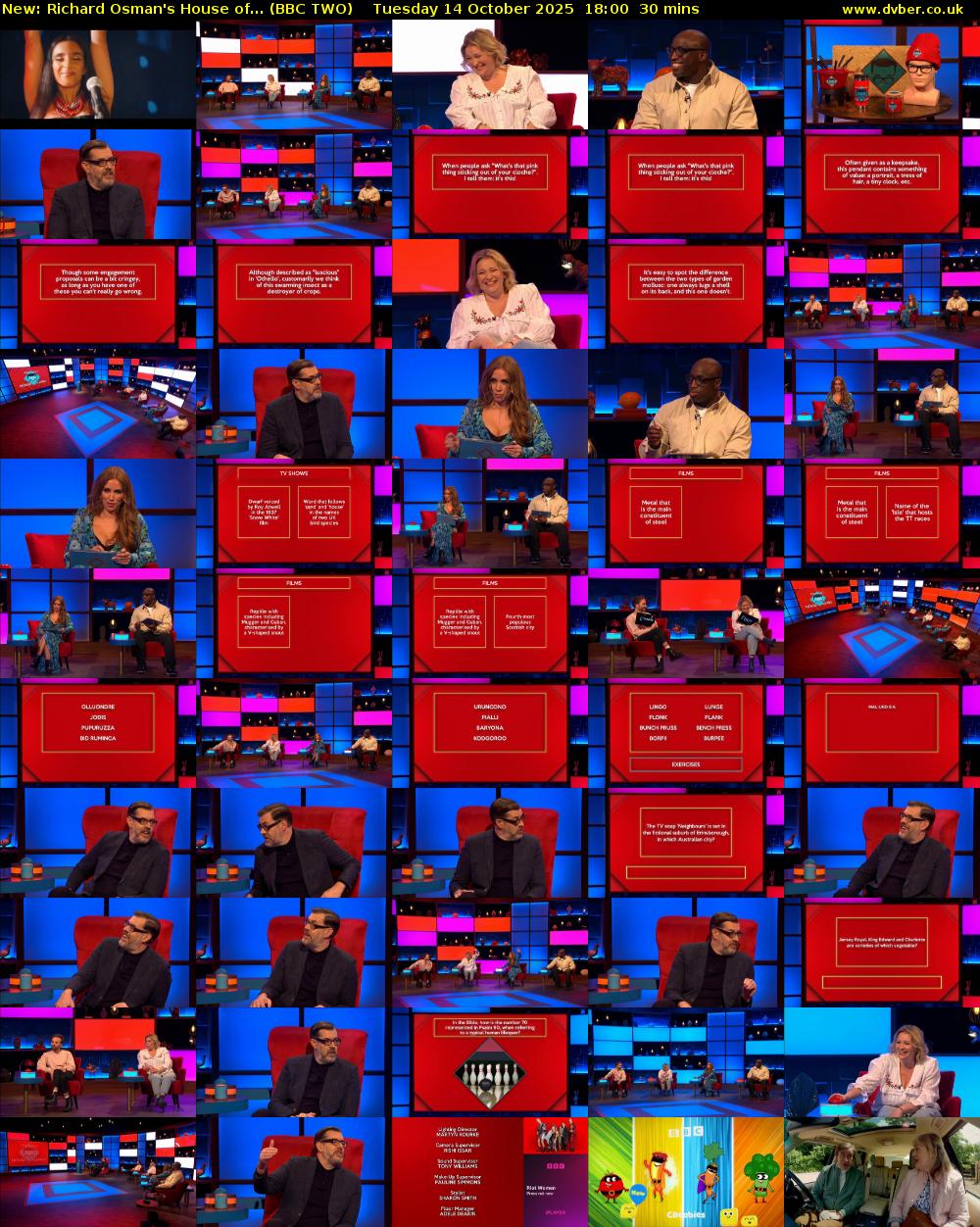 Richard Osman's House of... (BBC TWO) Tuesday 14 October 2025 18:00 - 18:30