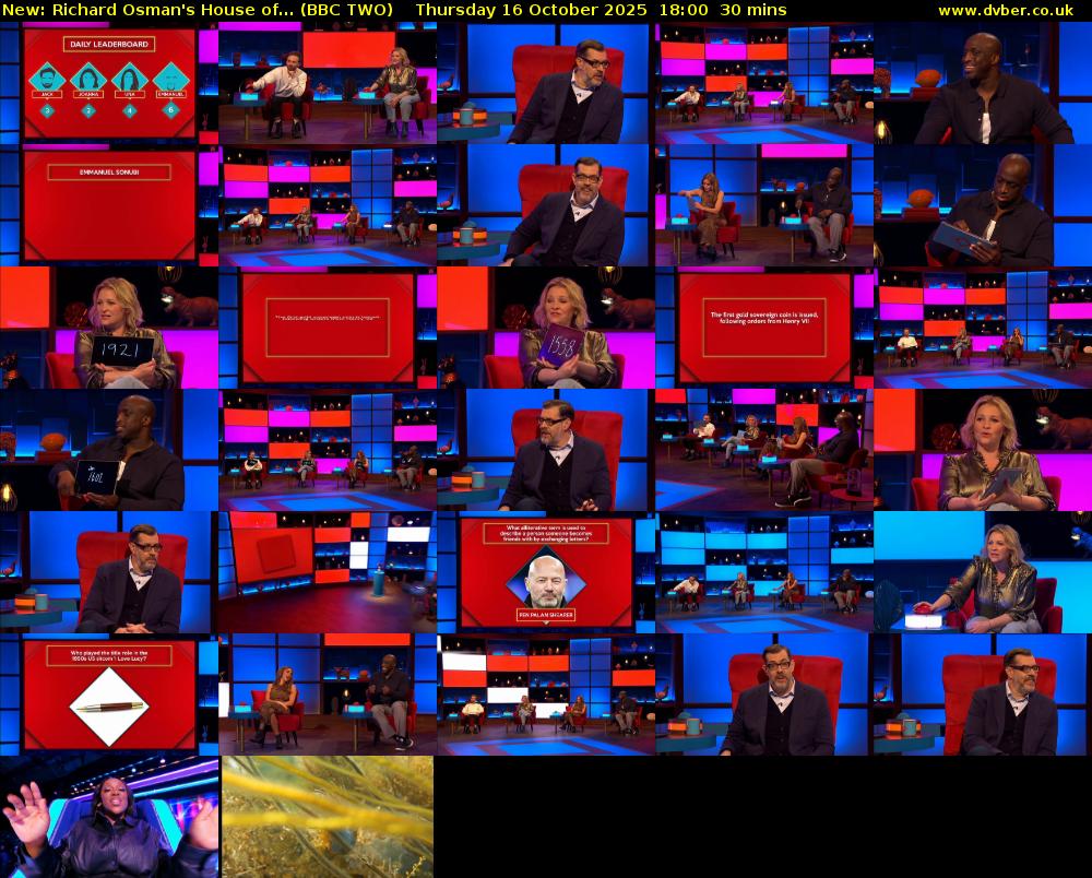 Richard Osman's House of... (BBC TWO) Thursday 16 October 2025 18:00 - 18:30