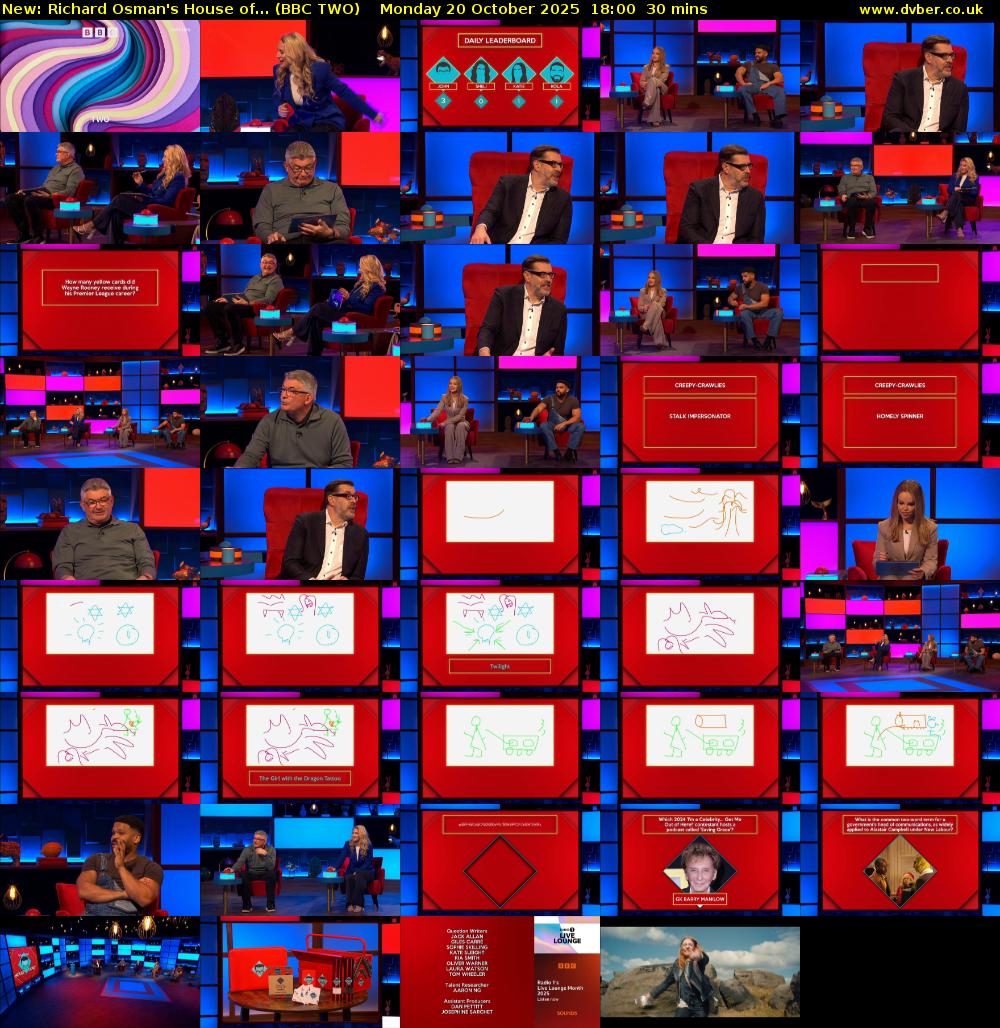 Richard Osman's House of... (BBC TWO) Monday 20 October 2025 18:00 - 18:30
