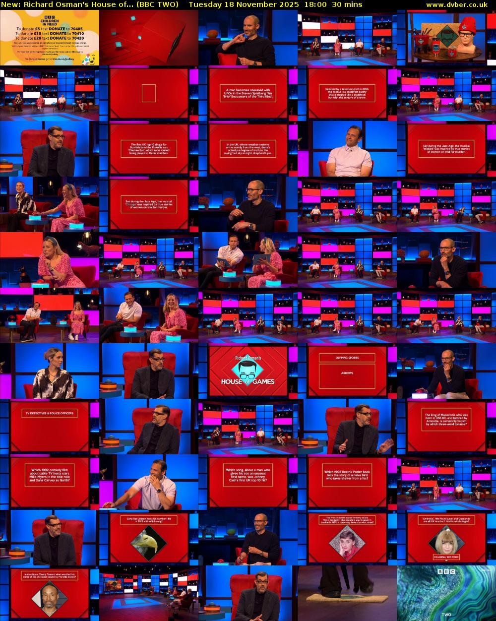 Richard Osman's House of... (BBC TWO) Tuesday 18 November 2025 18:00 - 18:30