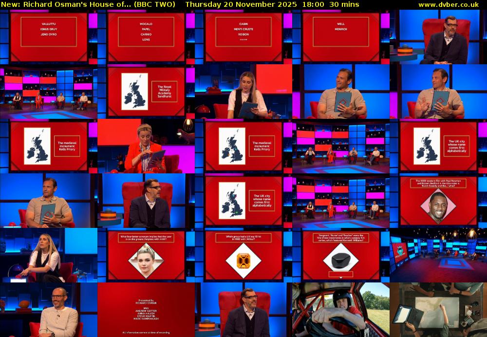 Richard Osman's House of... (BBC TWO) Thursday 20 November 2025 18:00 - 18:30