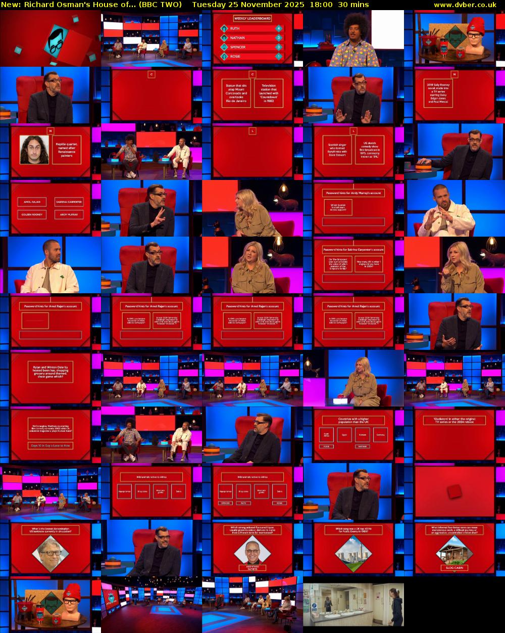 Richard Osman's House of... (BBC TWO) Tuesday 25 November 2025 18:00 - 18:30