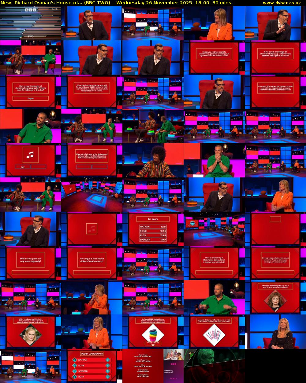 Richard Osman's House of... (BBC TWO) Wednesday 26 November 2025 18:00 - 18:30
