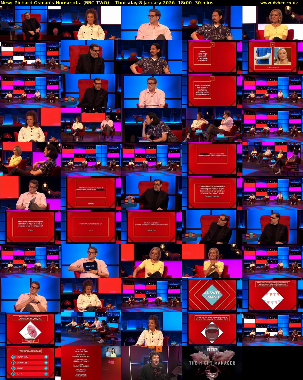Richard Osman's House of... (BBC TWO) Thursday 8 January 2026 18:00 - 18:30
