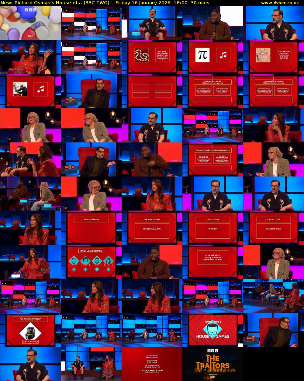 Richard Osman's House of... (BBC TWO) Friday 16 January 2026 18:00 - 18:30