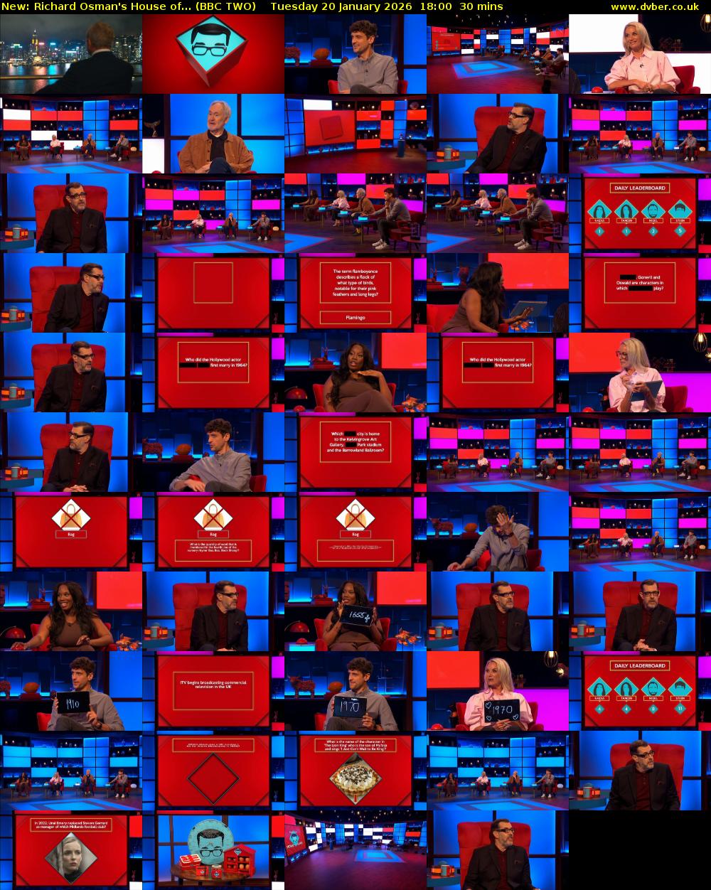 Richard Osman's House of... (BBC TWO) Tuesday 20 January 2026 18:00 - 18:30