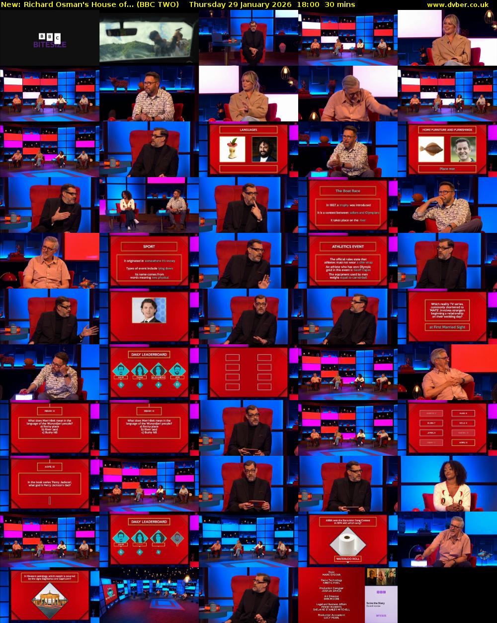 Richard Osman's House of... (BBC TWO) Thursday 29 January 2026 18:00 - 18:30