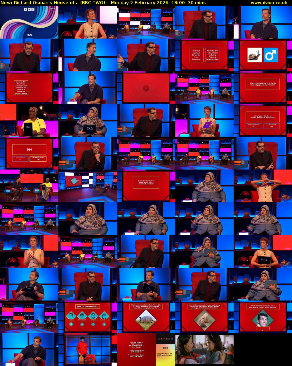 Richard Osman's House of... (BBC TWO) Monday 2 February 2026 18:00 - 18:30