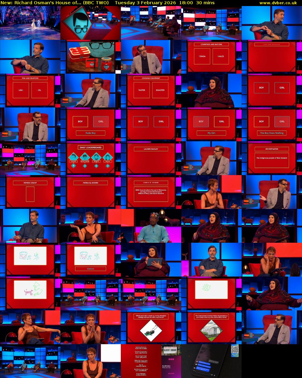 Richard Osman's House of... (BBC TWO) Tuesday 3 February 2026 18:00 - 18:30