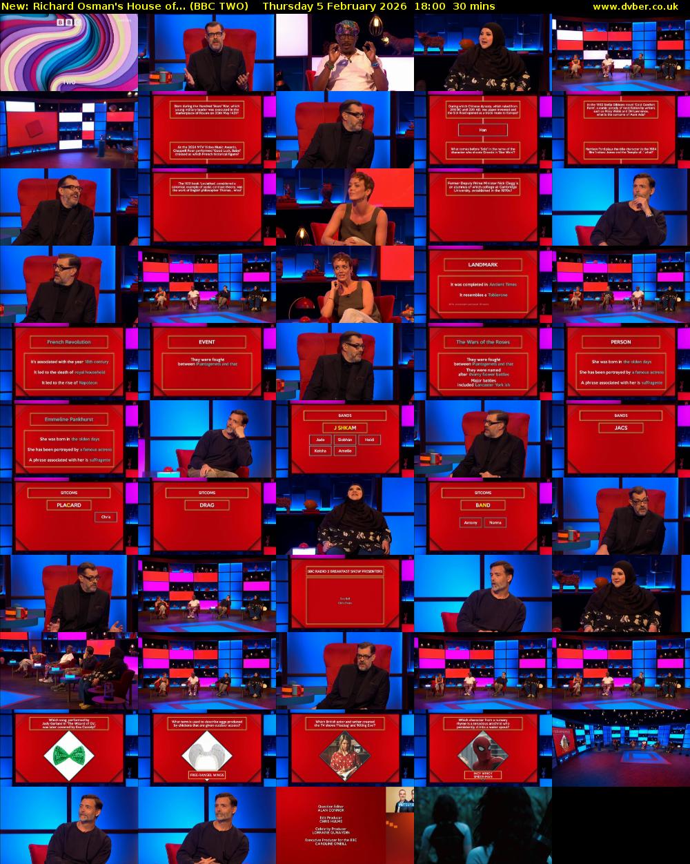 Richard Osman's House of... (BBC TWO) Thursday 5 February 2026 18:00 - 18:30