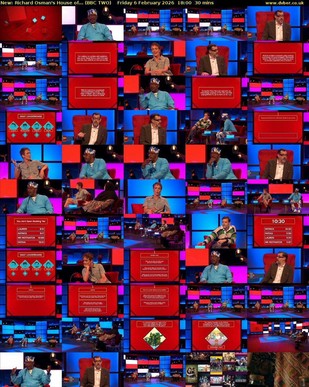Richard Osman's House of... (BBC TWO) Friday 6 February 2026 18:00 - 18:30