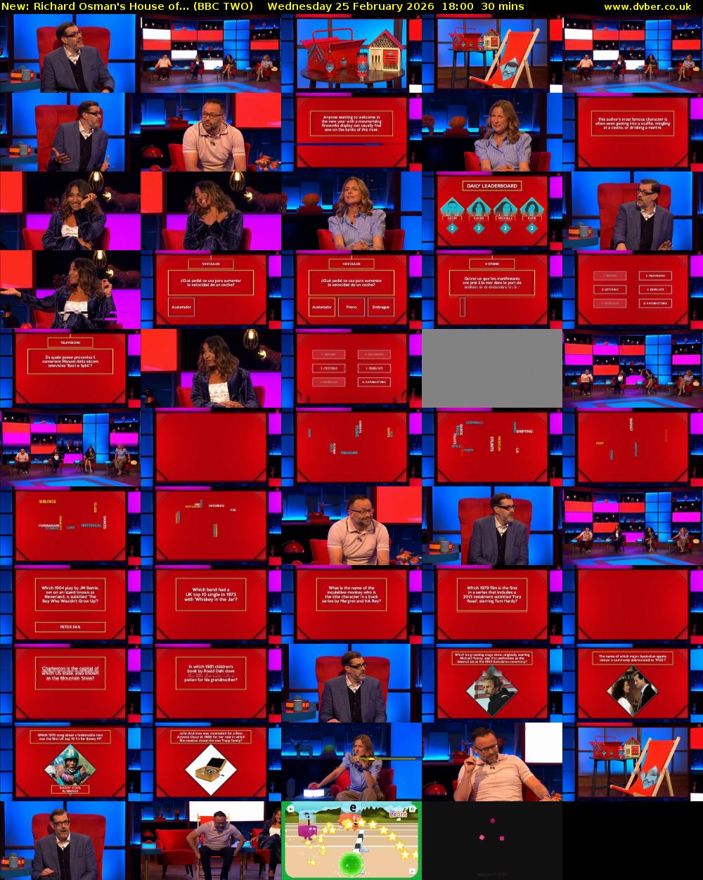 Richard Osman's House of... (BBC TWO) Wednesday 25 February 2026 18:00 - 18:30
