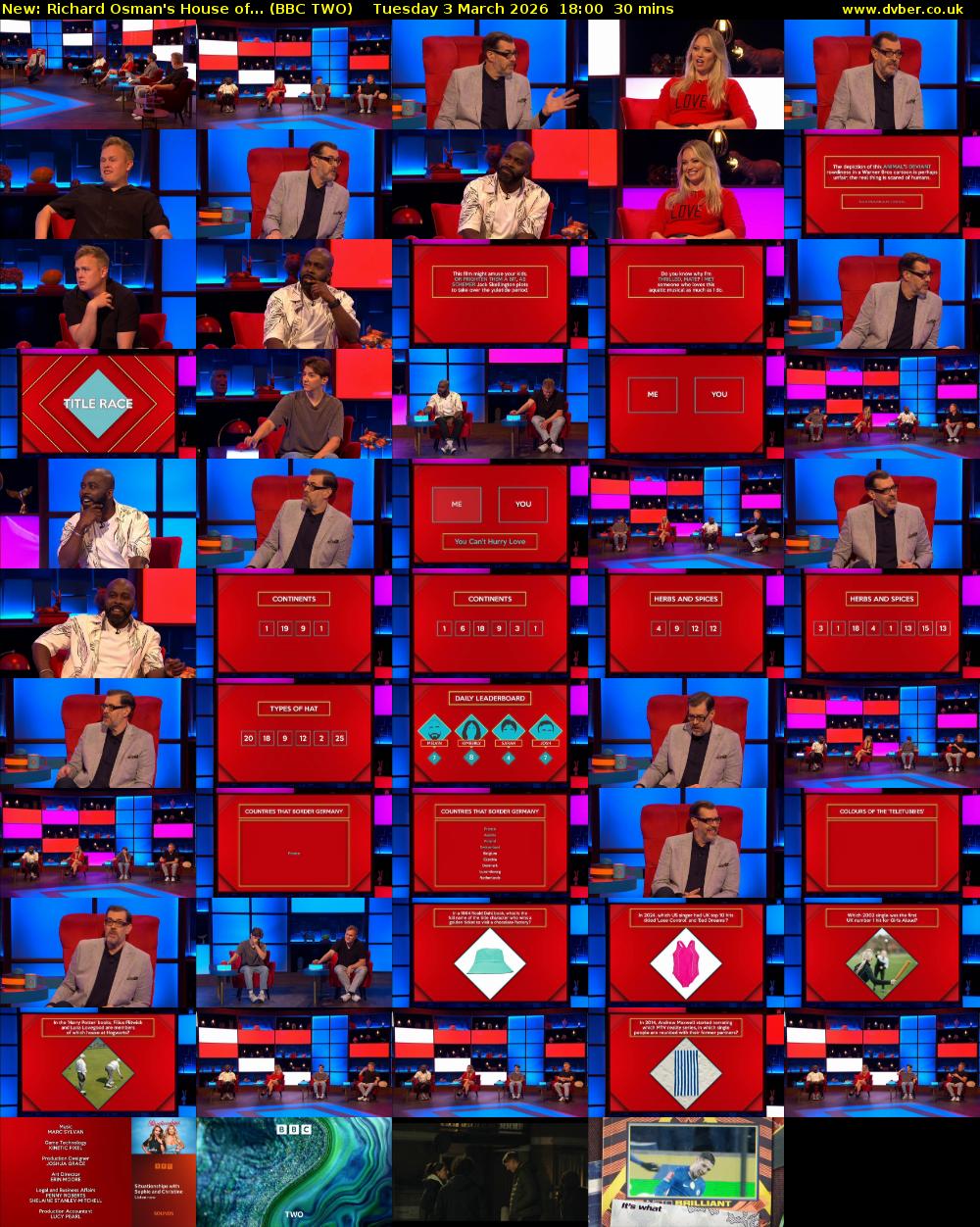 Richard Osman's House of... (BBC TWO) Tuesday 3 March 2026 18:00 - 18:30