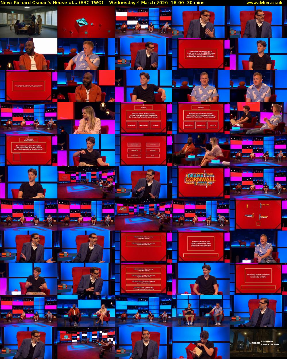 Richard Osman's House of... (BBC TWO) Wednesday 4 March 2026 18:00 - 18:30
