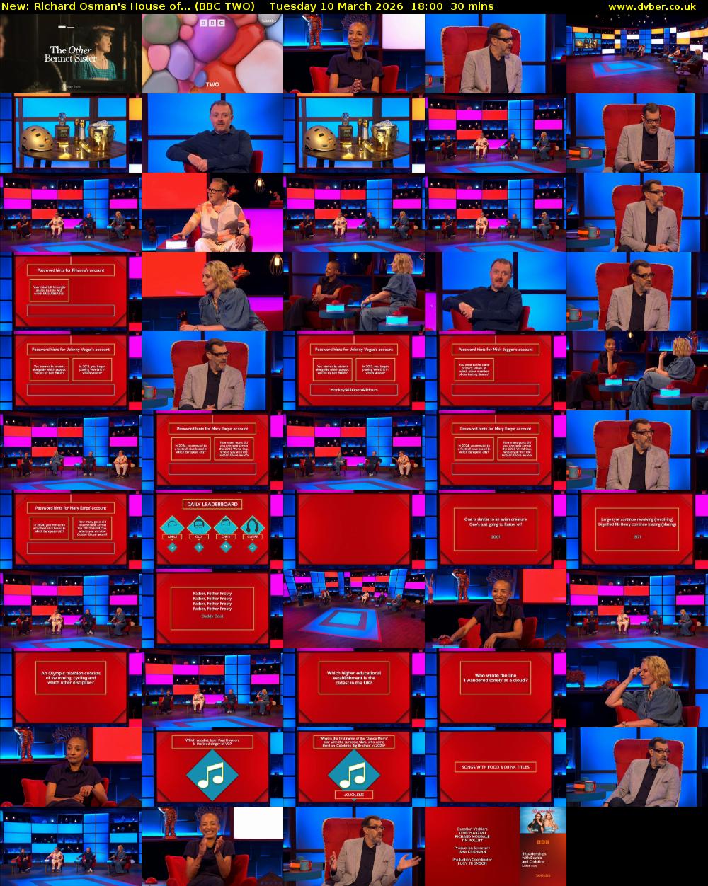 Richard Osman's House of... (BBC TWO) Tuesday 10 March 2026 18:00 - 18:30