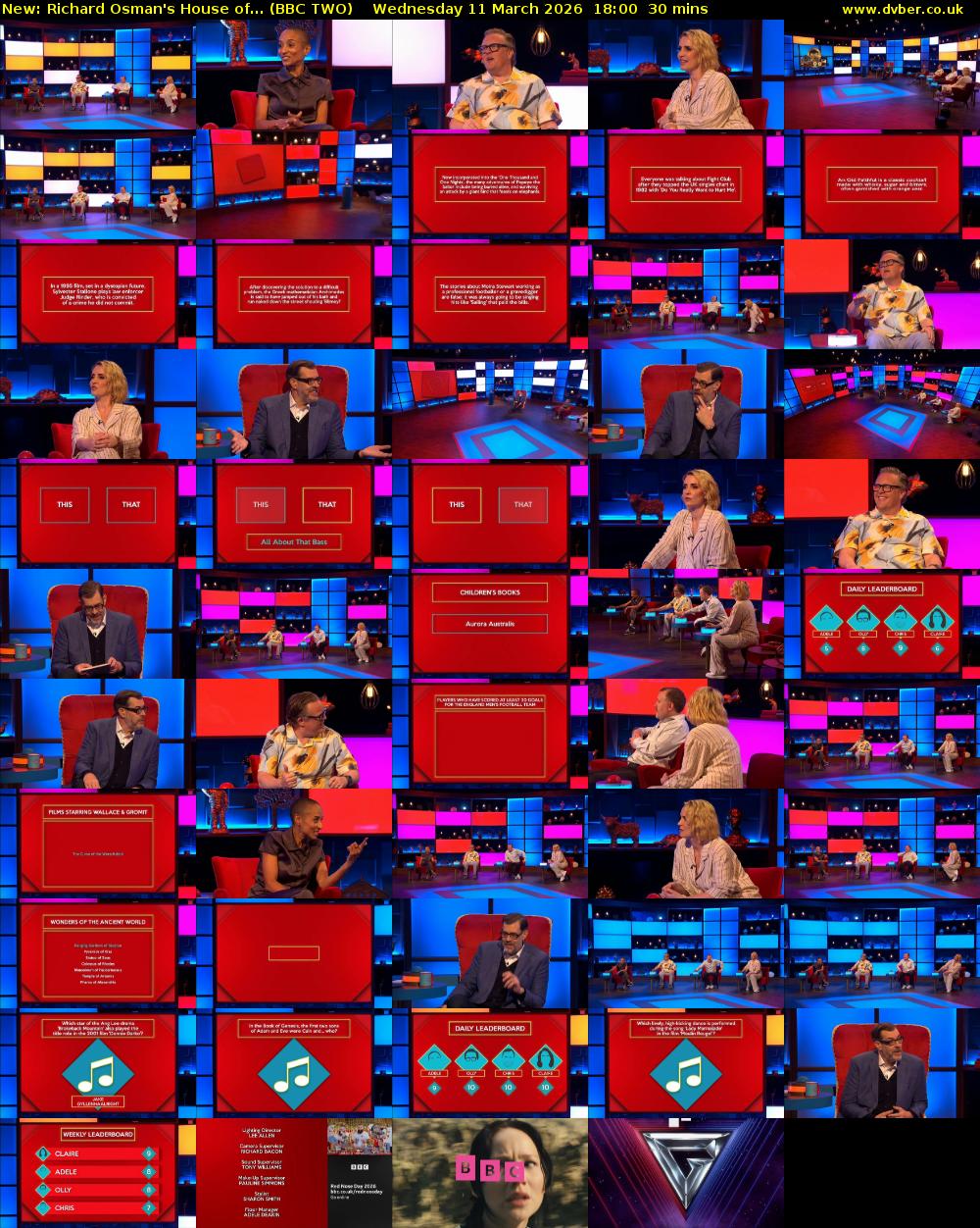 Richard Osman's House of... (BBC TWO) Wednesday 11 March 2026 18:00 - 18:30
