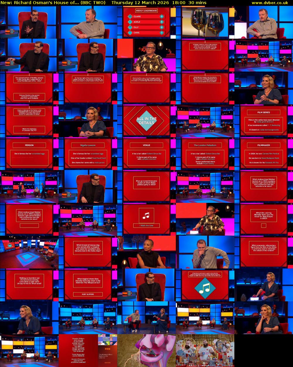 Richard Osman's House of... (BBC TWO) Thursday 12 March 2026 18:00 - 18:30