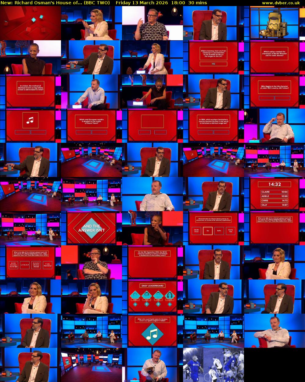 Richard Osman's House of... (BBC TWO) Friday 13 March 2026 18:00 - 18:30
