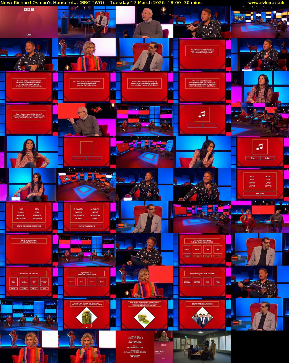 Richard Osman's House of... (BBC TWO) Tuesday 17 March 2026 18:00 - 18:30