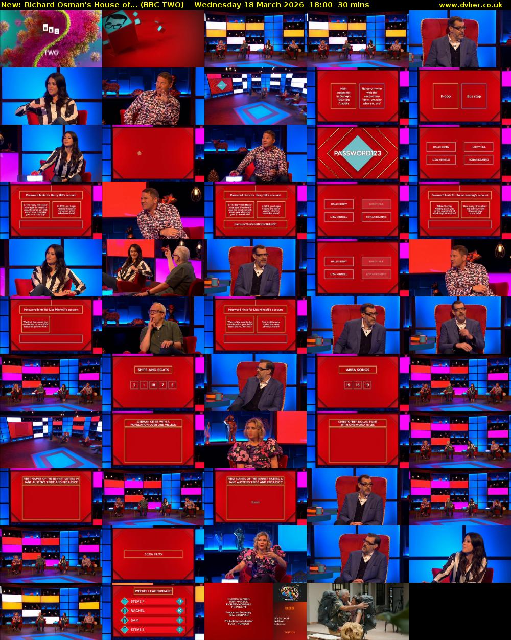Richard Osman's House of... (BBC TWO) Wednesday 18 March 2026 18:00 - 18:30
