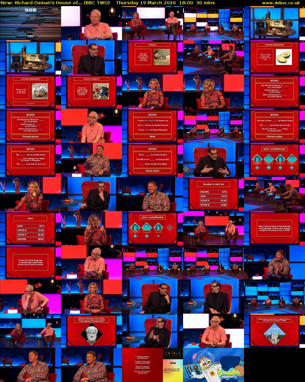Richard Osman's House of... (BBC TWO) Thursday 19 March 2026 18:00 - 18:30