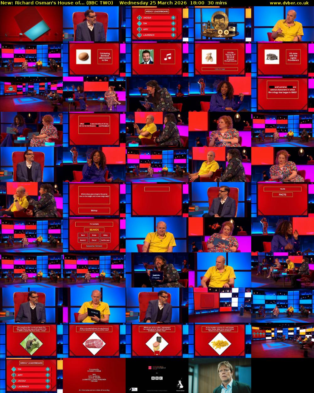 Richard Osman's House of... (BBC TWO) Wednesday 25 March 2026 18:00 - 18:30