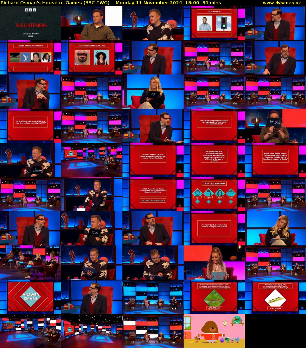 Richard Osman's House of Games (BBC TWO) Monday 11 November 2024 18:00 - 18:30