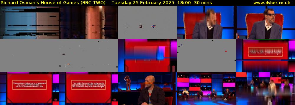 Richard Osman's House of Games (BBC TWO) Tuesday 25 February 2025 18:00 - 18:30