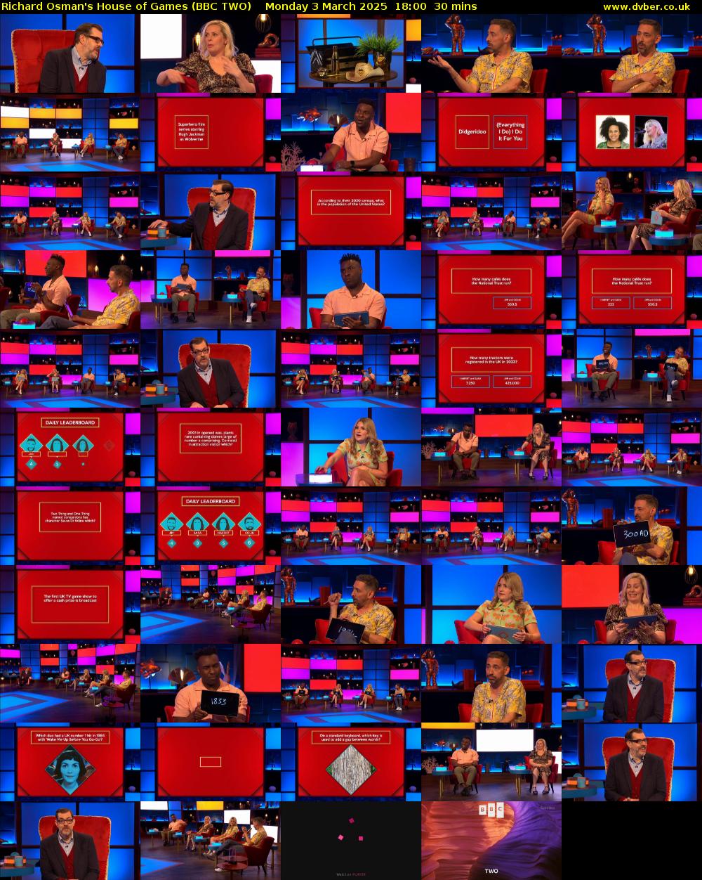 Richard Osman's House of Games (BBC TWO) Monday 3 March 2025 18:00 - 18:30